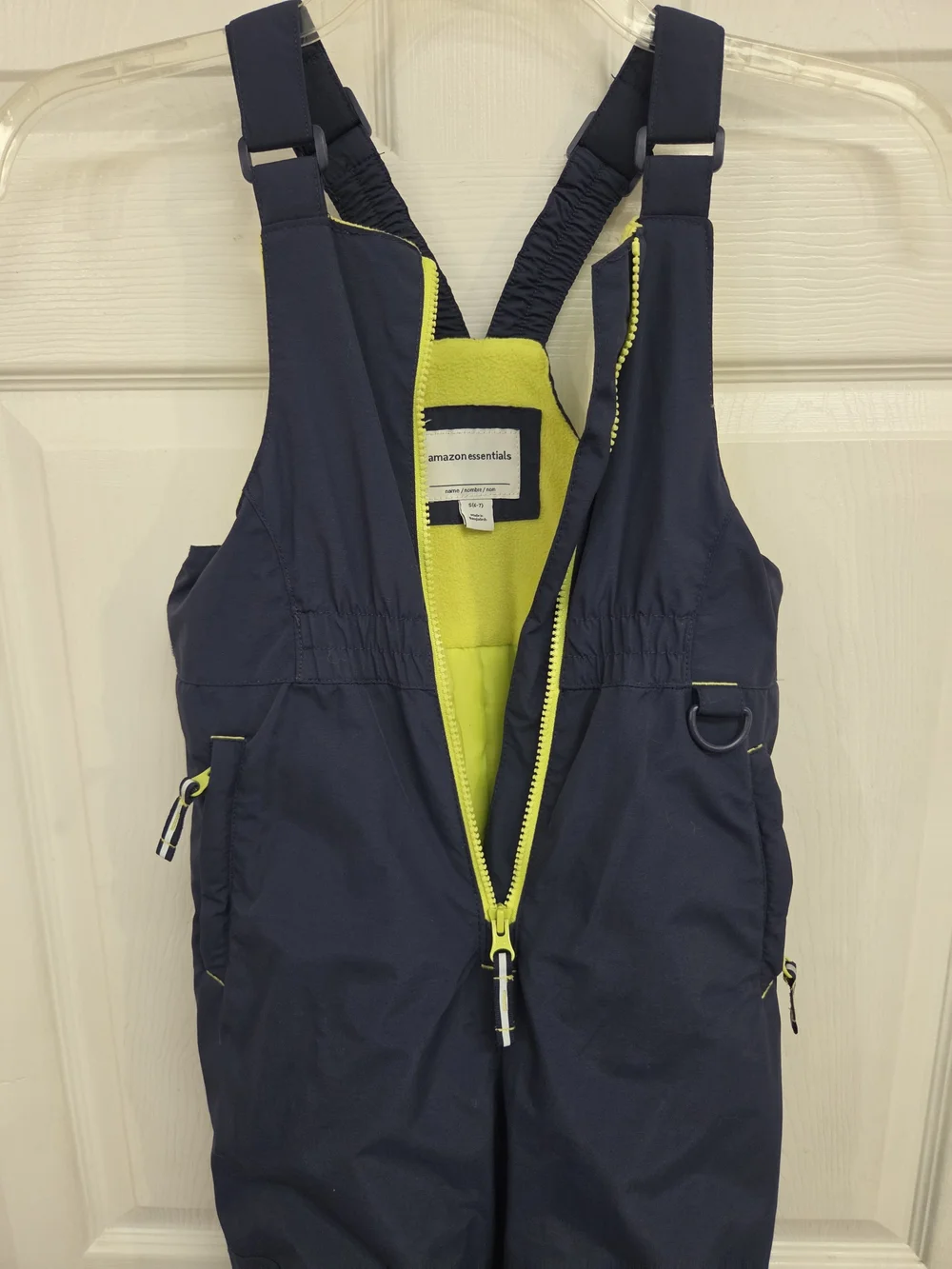 Kids Navy Snow Bib with Lime Zipper